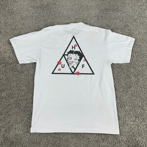 Huf Shirt Mens Medium White Black Betty Boop Print Short Sleeve Casual